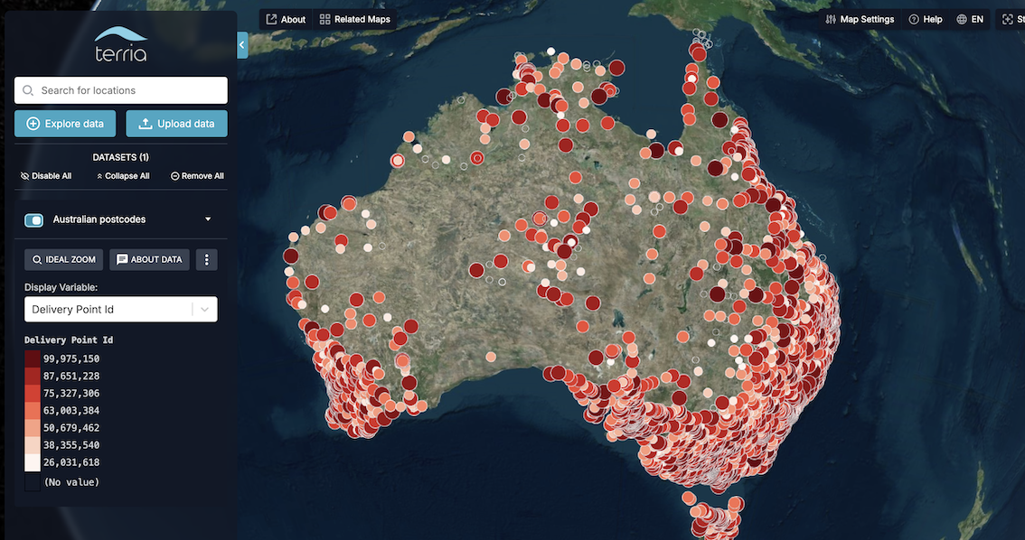 Default view of data after adding to map